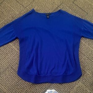 Design History Cobalt Blue Ribbed-Panel Long Sleeve Top